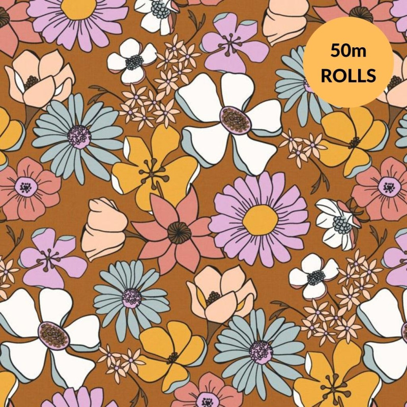 Popelina estampada LYSMEE Toffee / Multicolor vintage